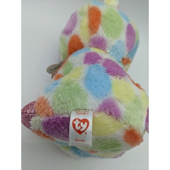 Ty Beanie Boo Bloomy plush bunny rabbit pink purple glitter eyes ears feet  12" - Picture 7 of 8
